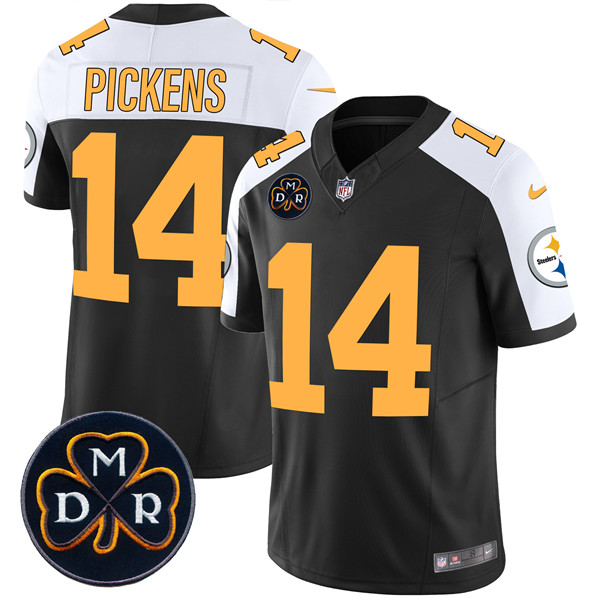 Men's Pittsburgh Steelers #14 George Pickens Black F.U.S.E. DMR Patch Untouchable Limited Stitched Football Jersey Men's Pittsburgh Steelers #14 George Pickens Black F.U.S.E. DMR Patch Untouchable Limited Stitched Football Jersey